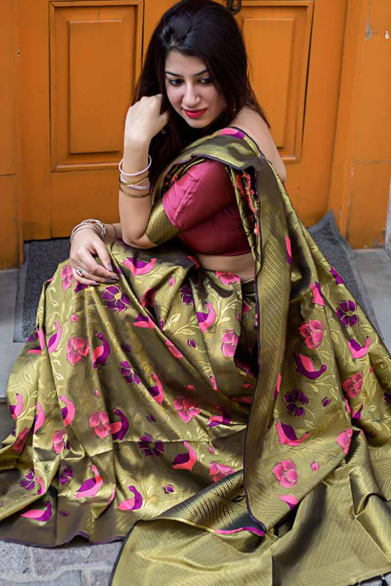 Saree Indian ethnic pakistani wedding party Sari Designer Kanjivaram silk Wear