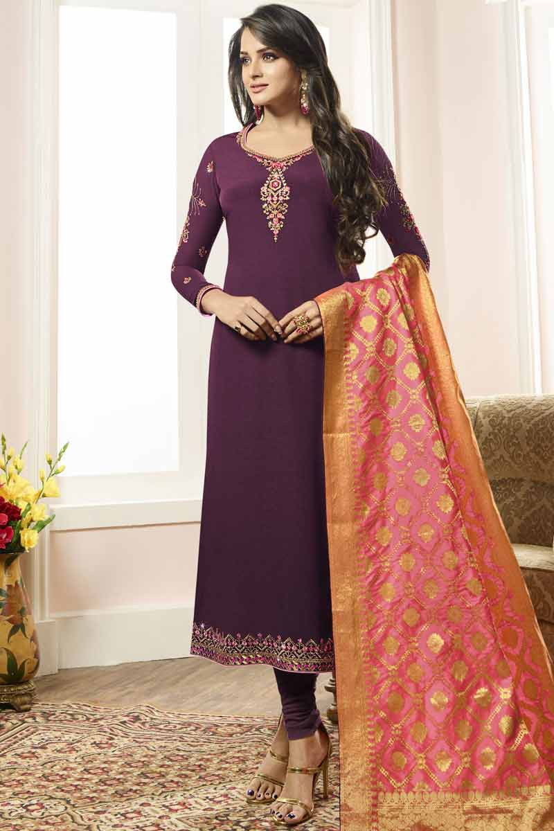 violet colour churidar