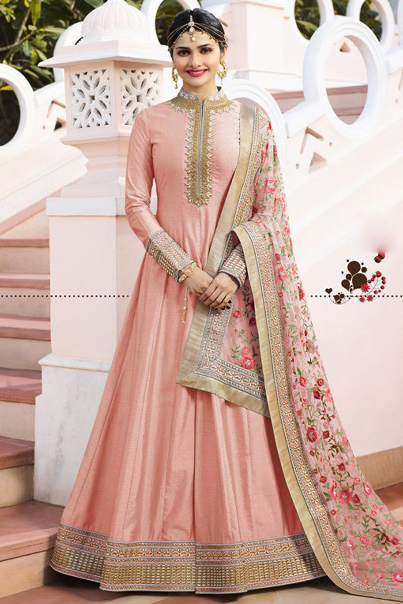 pink silk anarkali