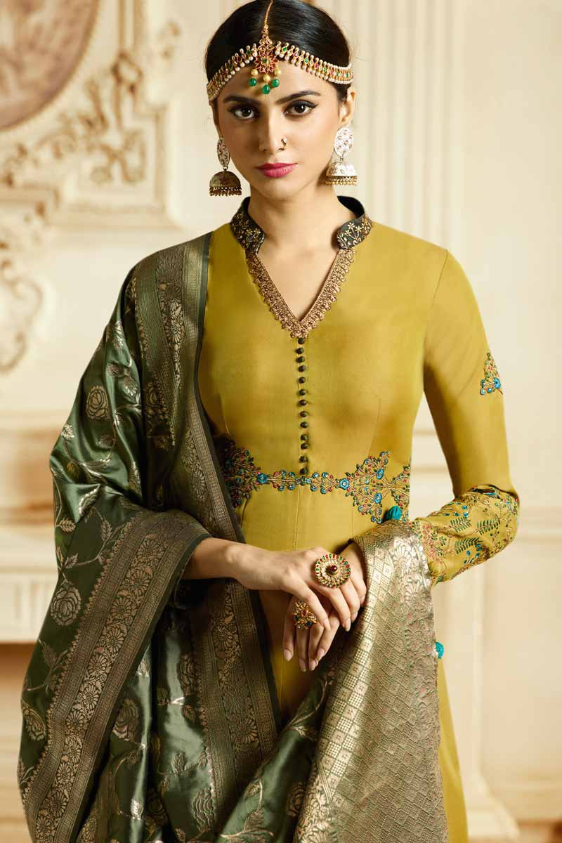 mustard anarkali suits