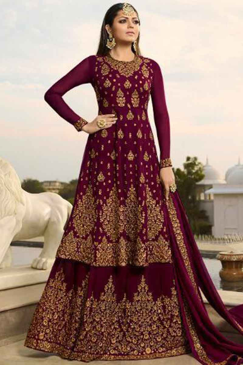 wine colour anarkali