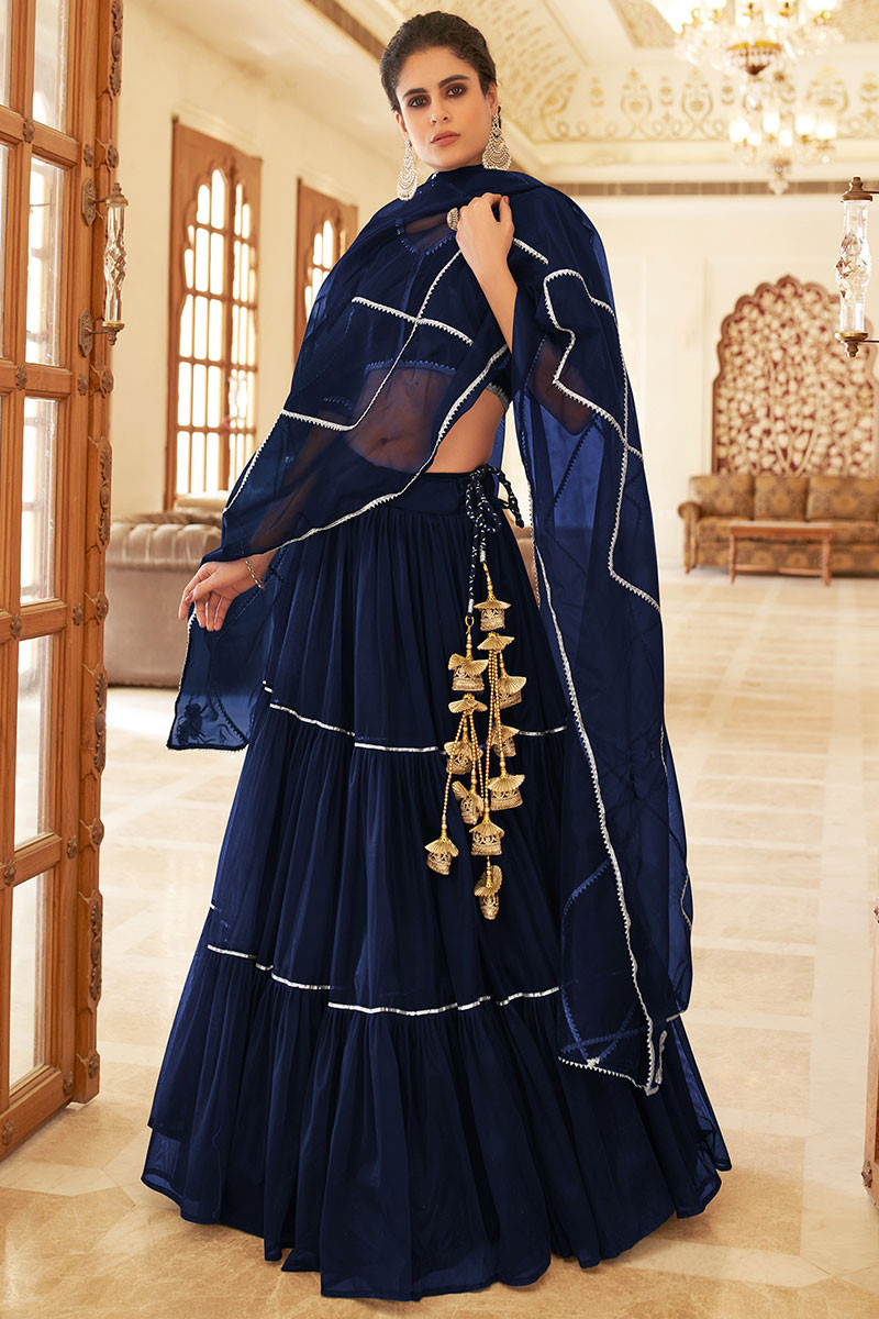 navy blue lehenga simple