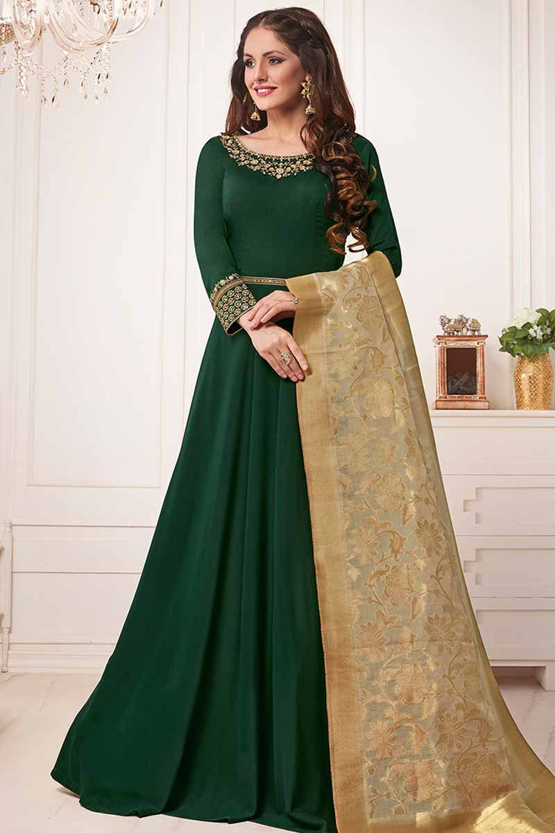 anarkali dress green
