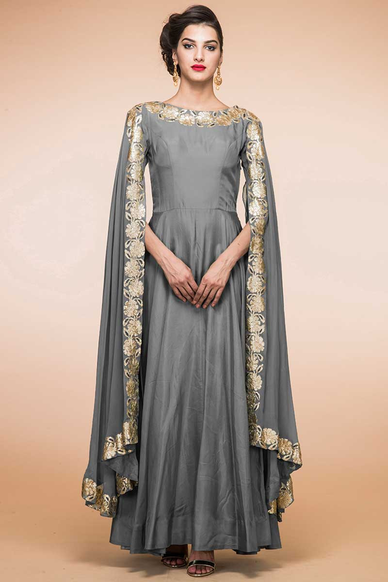 grey anarkali