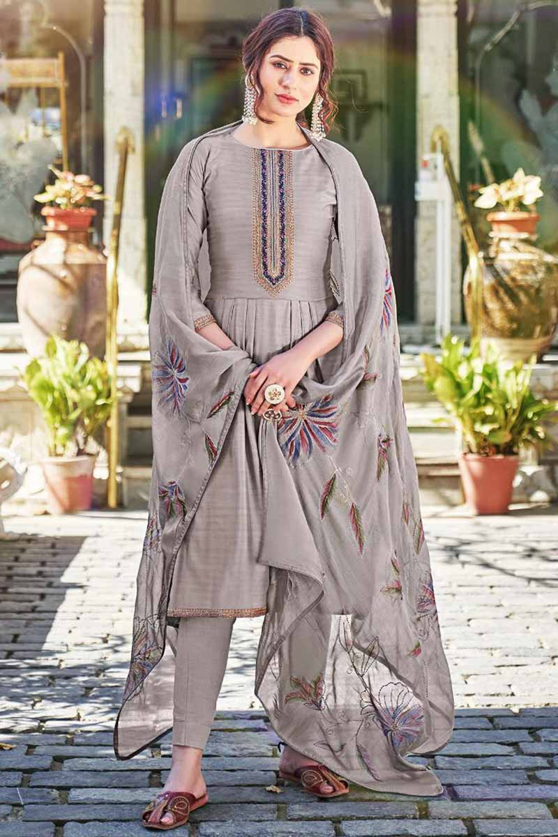 Latest Traditional Silk Gown Design For Girls 2023