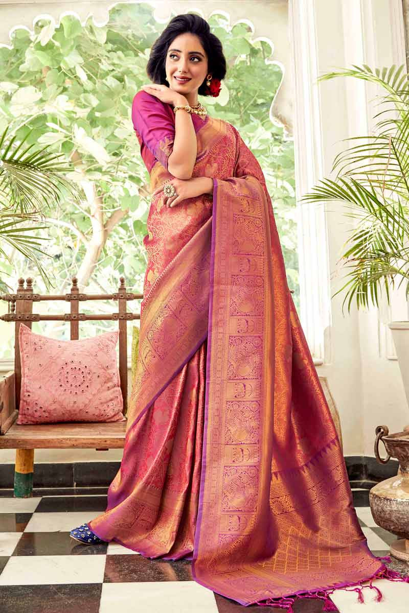 Indian Sari Fabric Purple