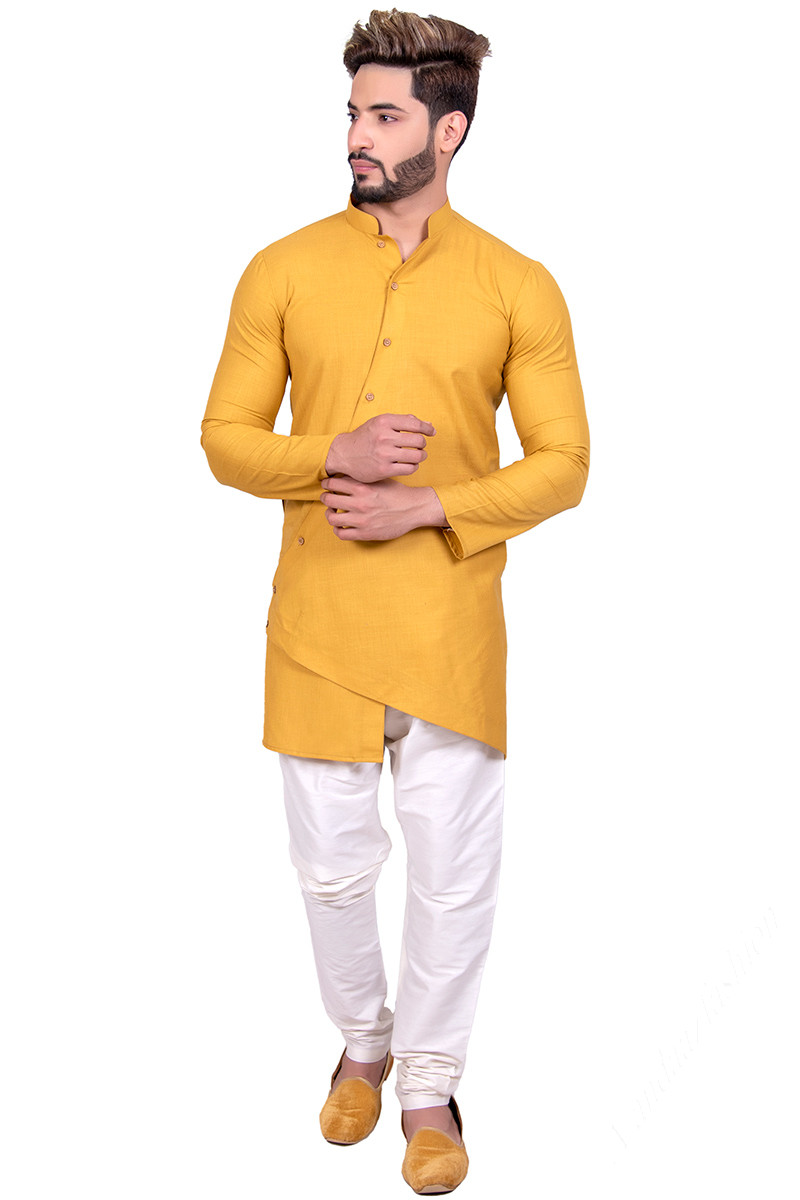 Download Buy Khadi Silk Kurta Pajama In Yellow Colour Online Mkpv0061