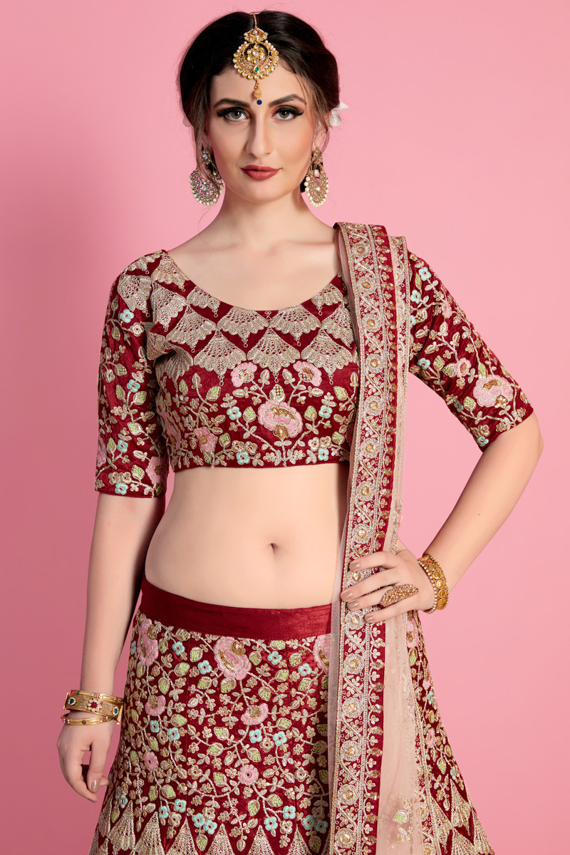 Buy Maroon Art Silk Lehenga with Art Silk Choli Online -Andaaz Fashion