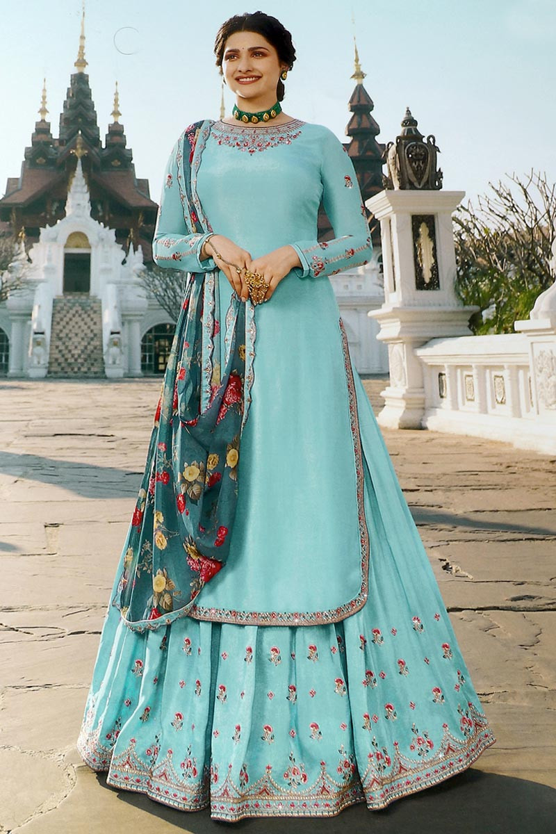 Light Blue Lehenga With Stone Work LLCV08914