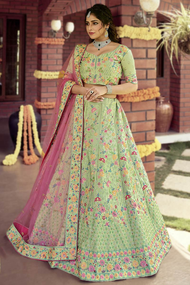 Plus Size Lehenga in Mint Green, Blush Pink and Gold. @anisahaq on  Instagram. | Indian outfits, Dress indian style, Indian dresses