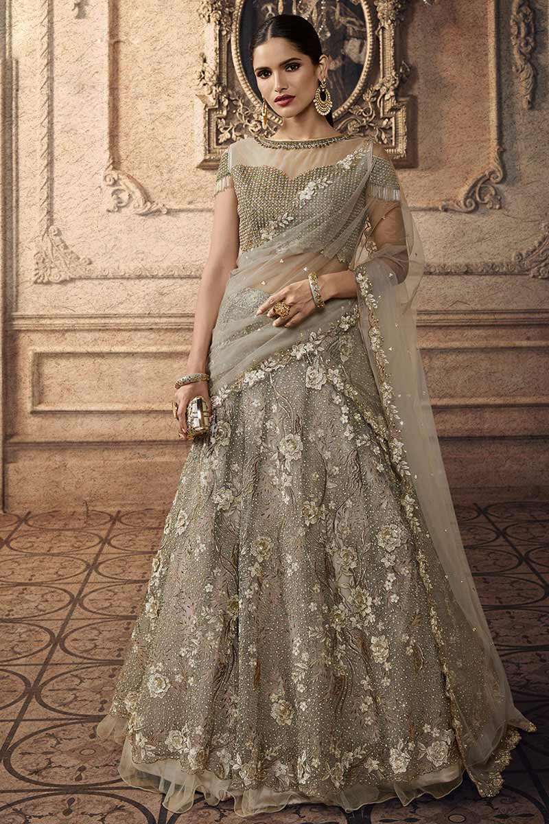 Net stone work lehenga clearance