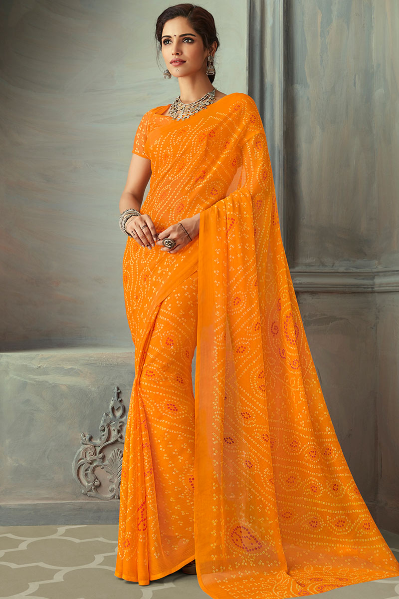 Orange chiffon blouse clearance
