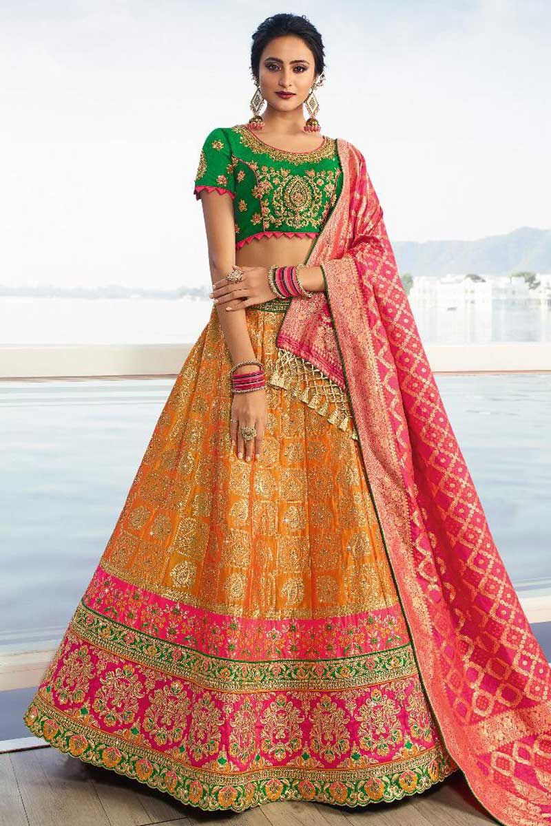 orange lehenga online