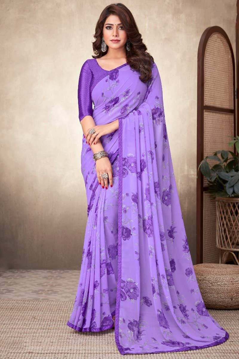 Details more than 77 violet georgette saree best