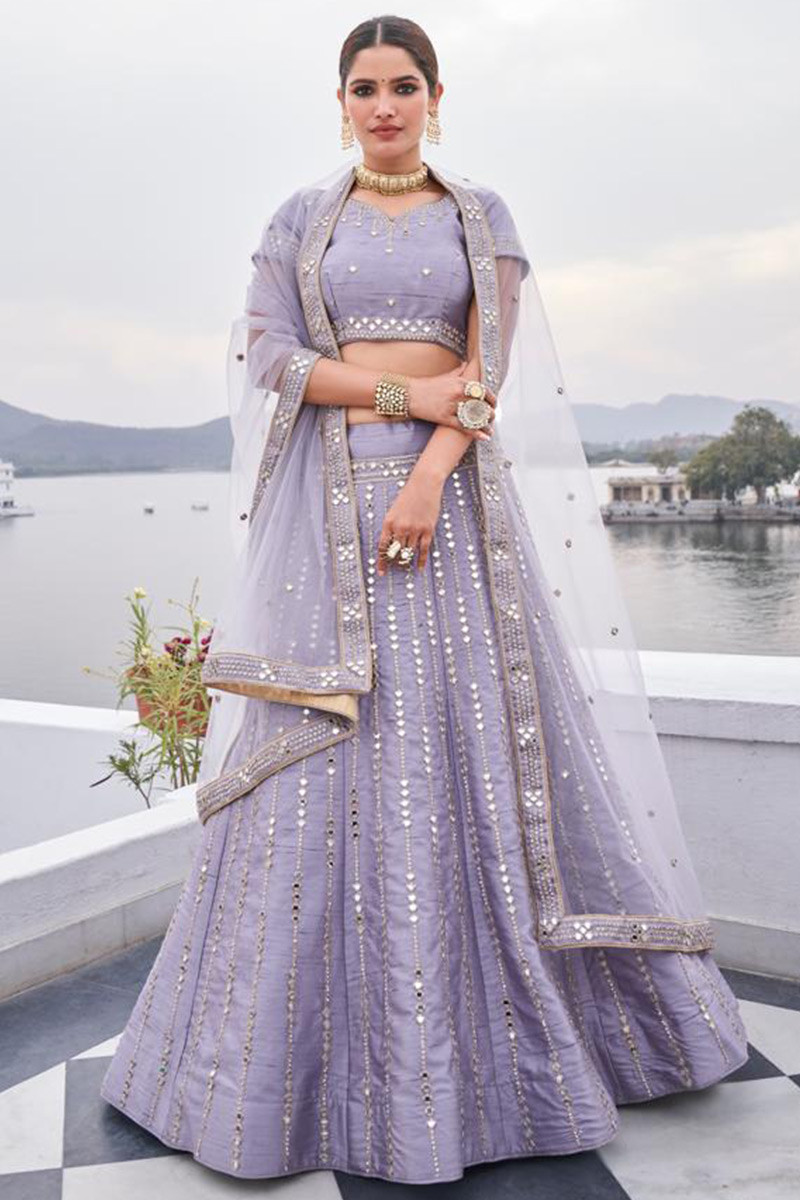 Buy Apeksha Jain Label Purple Cotton Silk Brocade Panelled Blouse Lehenga  Set Online | Aza Fashions