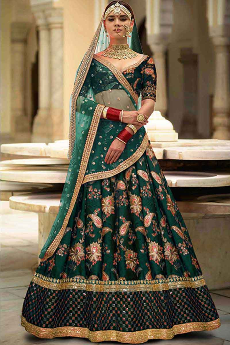 dark green ghagra choli