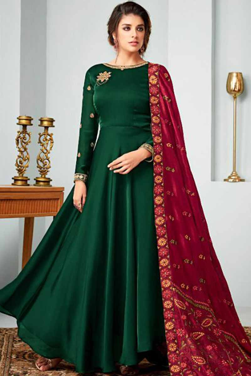 green colour anarkali suit