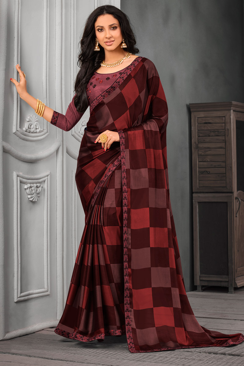 maroon chiffon blouse