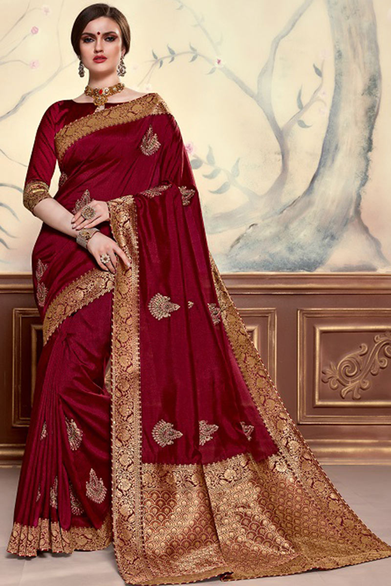 Maroon bridal saree Clearance