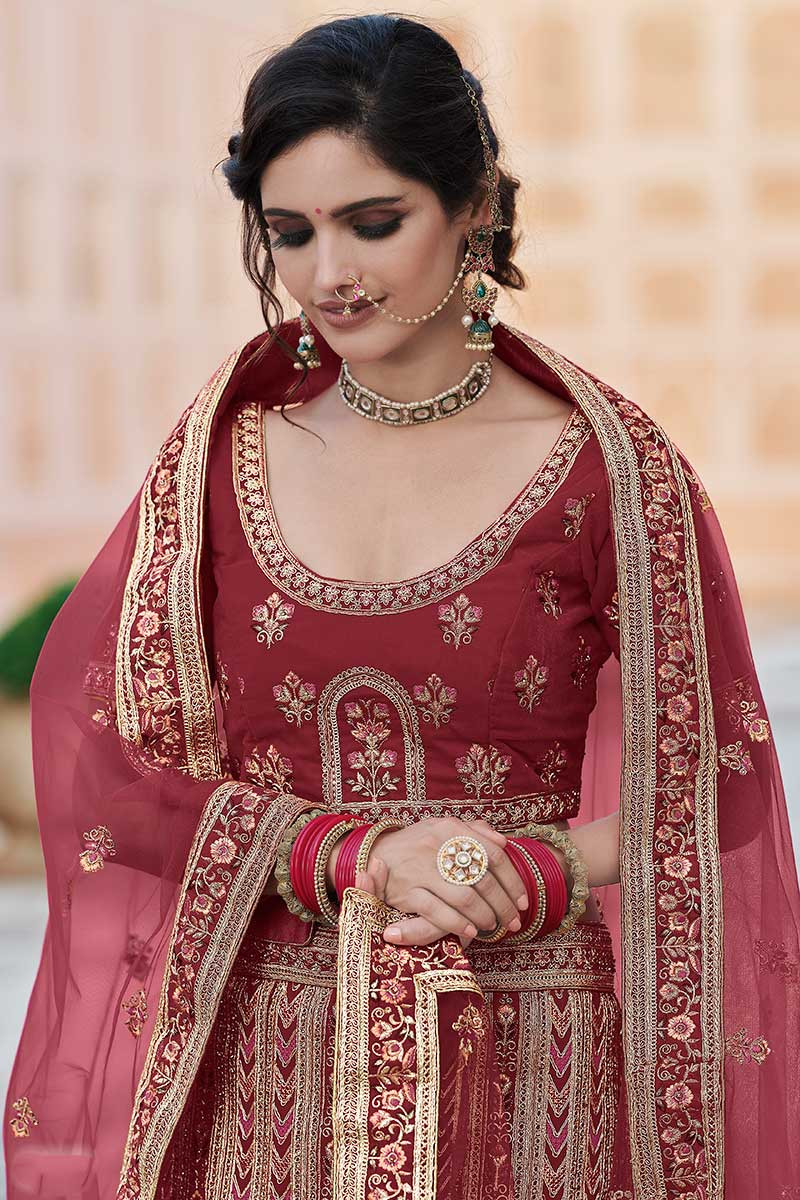 Mint Teal and Maroon Lehenga | Bridal jewellery indian, Bridal makeup,  Indian bridal