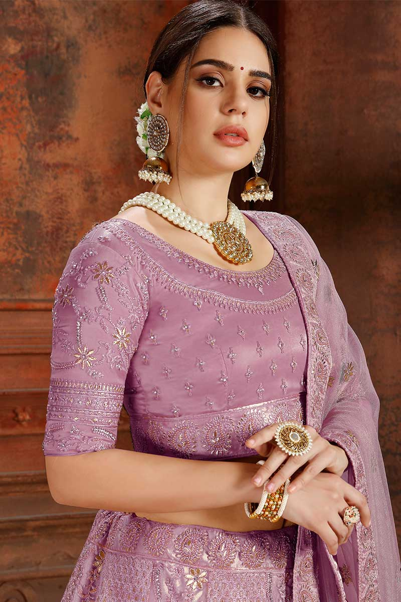 Buy Mauve Pink Net Lehenga Choli With Resham Work Online Llcv01281 Andaaz Fashion Check out our pink lehenga selection for the very best in unique or custom, handmade pieces from our dresses shops. mauve pink net lehenga choli with resham work