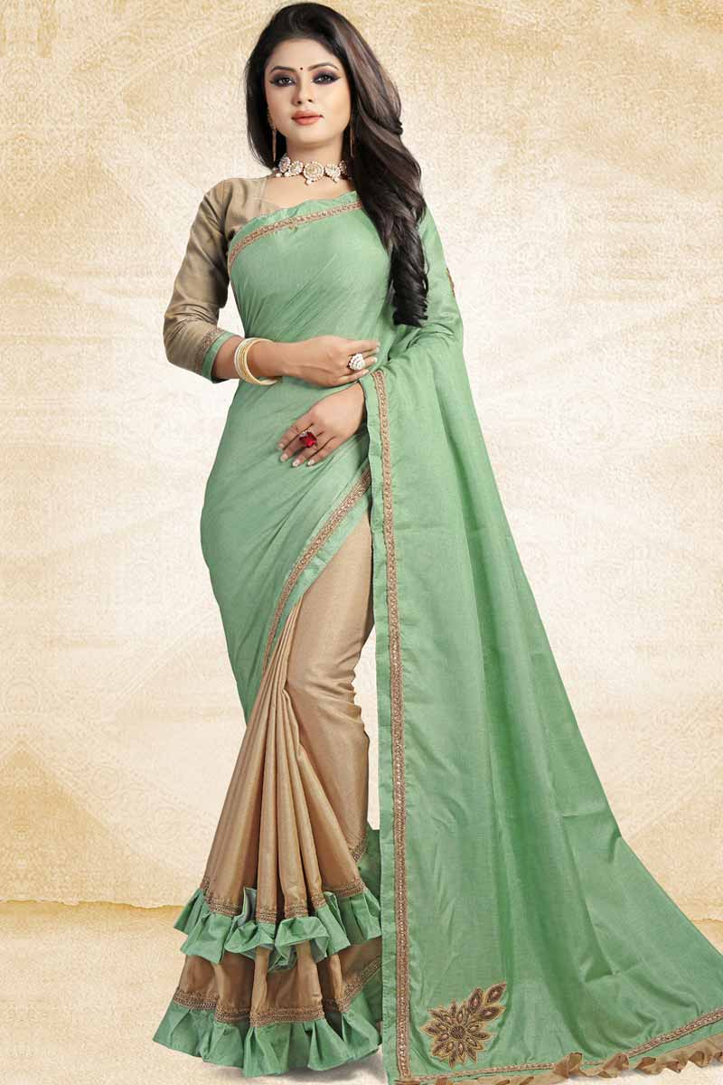 mint green silk blouse