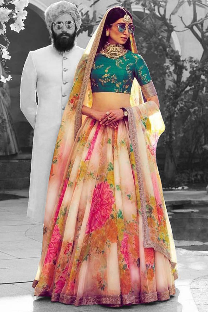 multi colour bridal lehenga