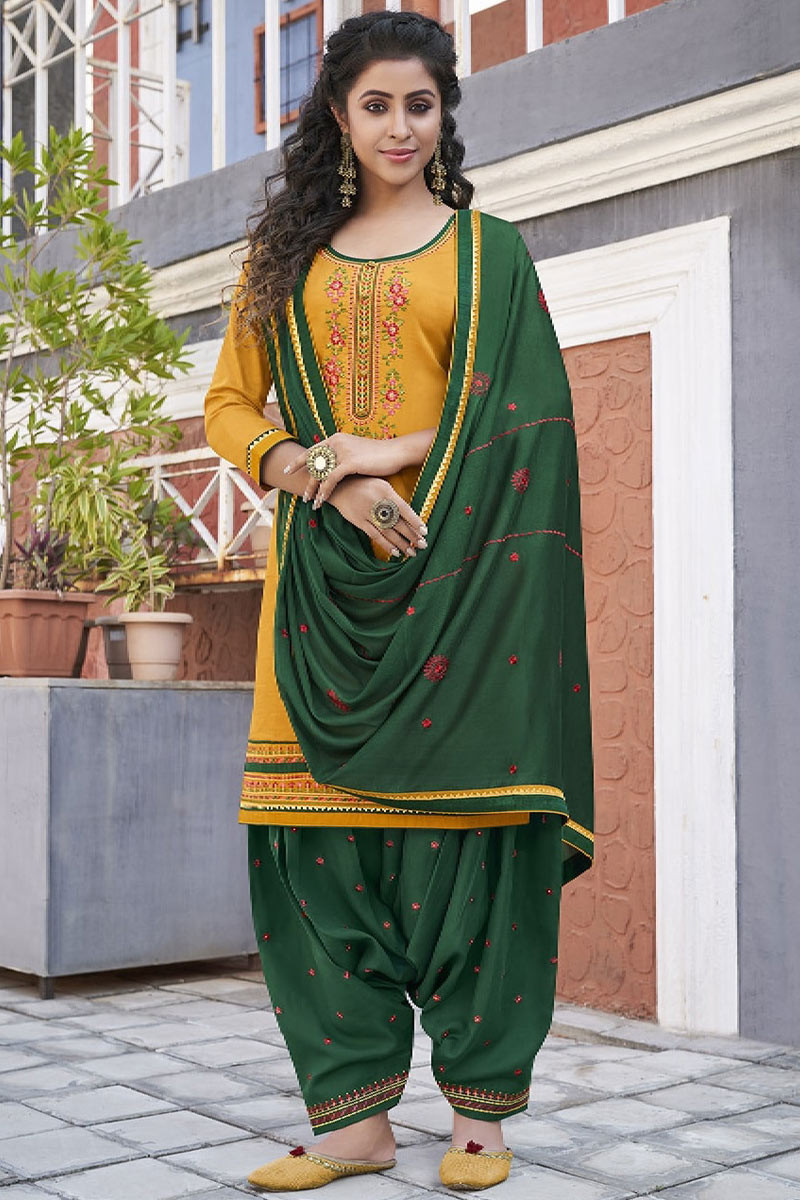 mustard yellow patiala suit