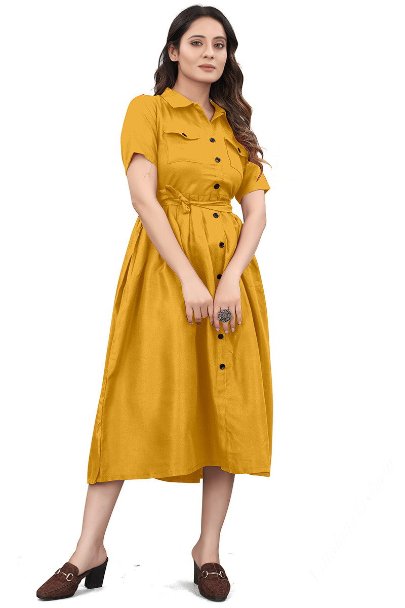 Yellow Kota Embroidered ALine Kurti with Straight Pants and Kota Embr   anokherang