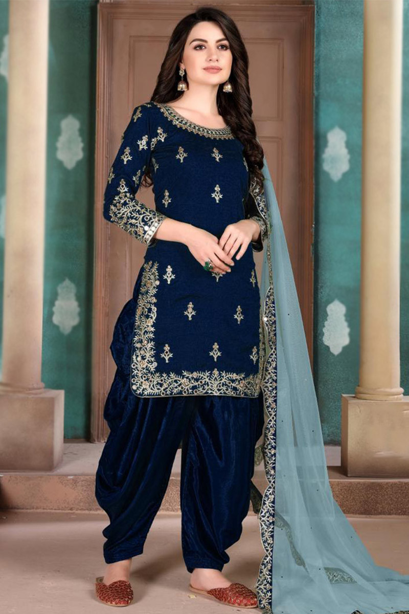 blue green patiala suit