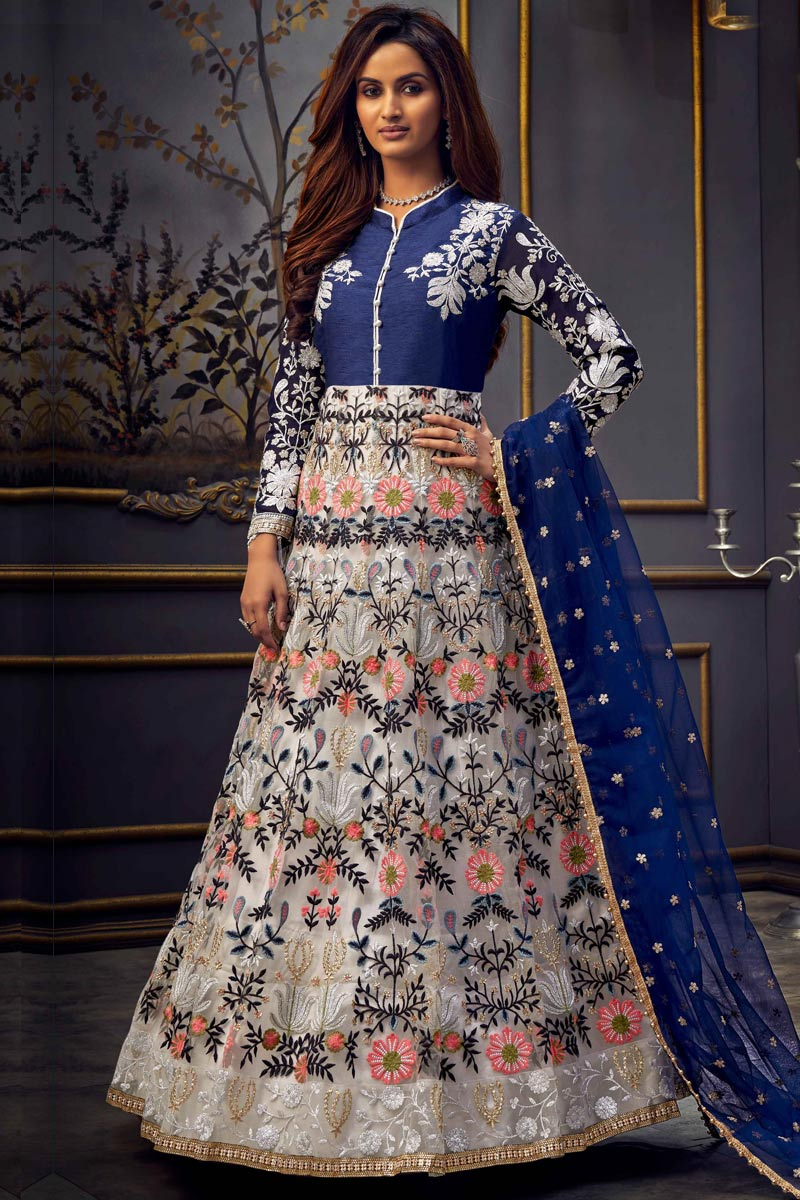 white net frock suit design