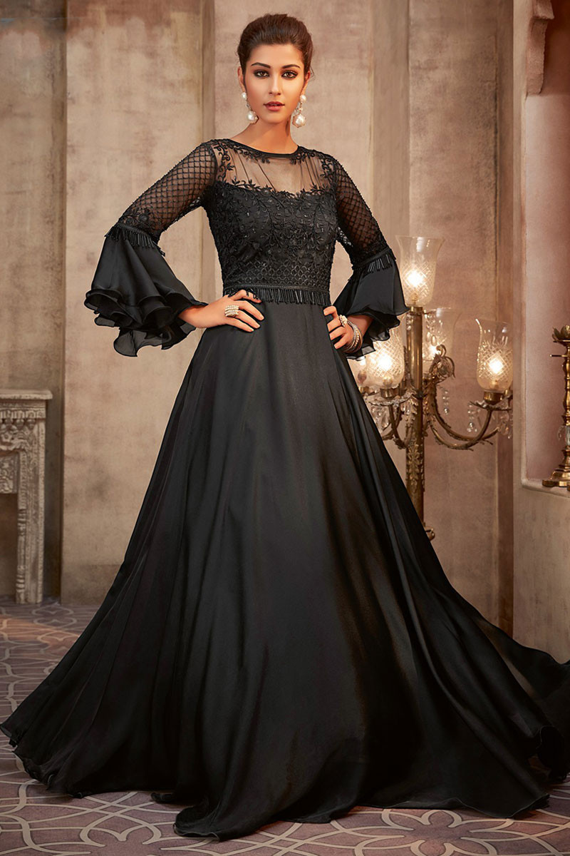 Top 78+ black net long gown best