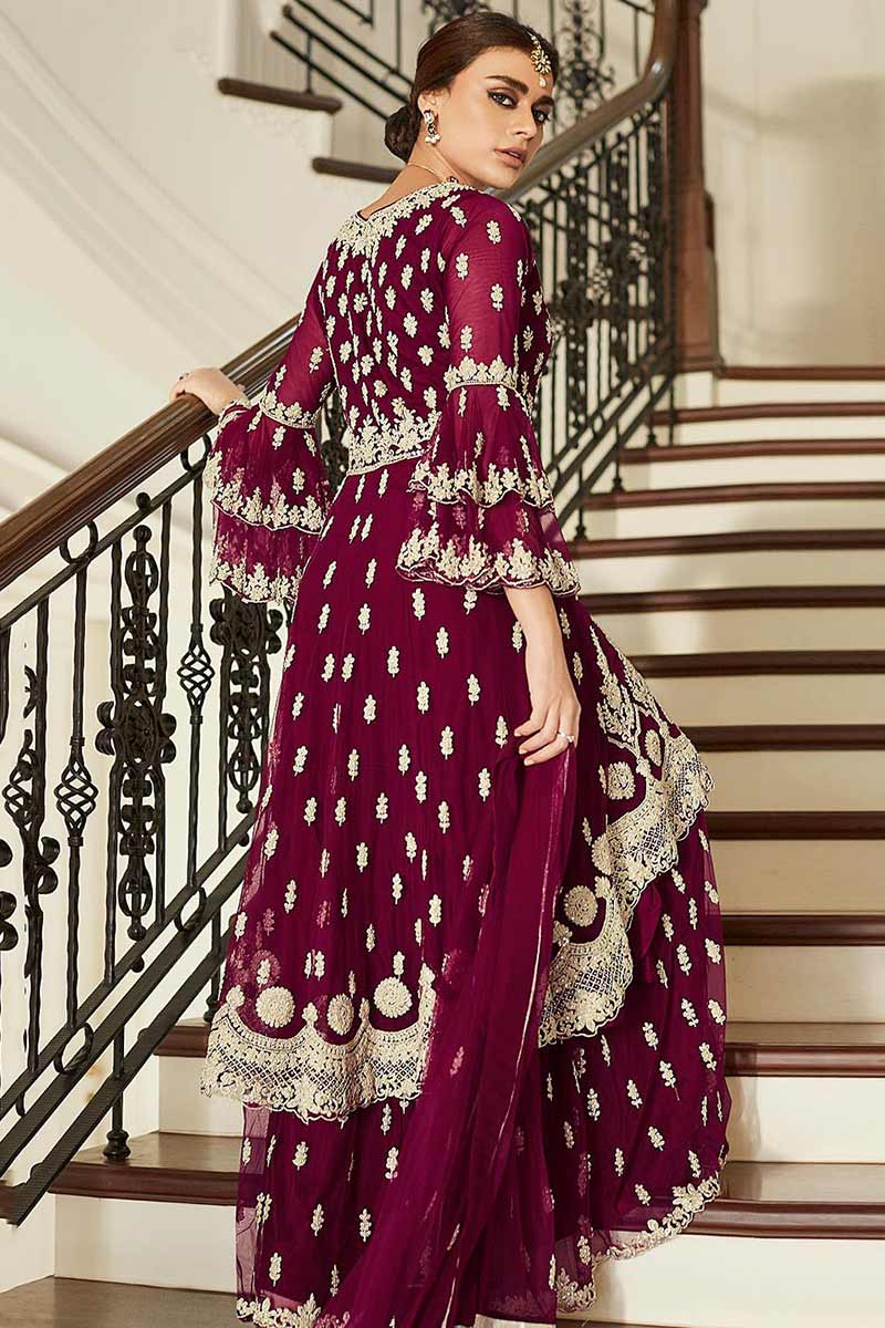 Magenta sharara suit clearance