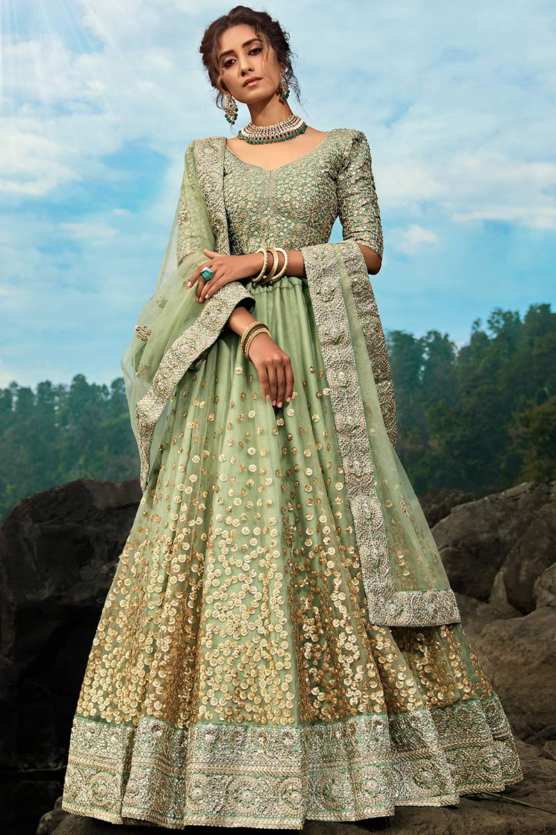 ghagra choli green colour