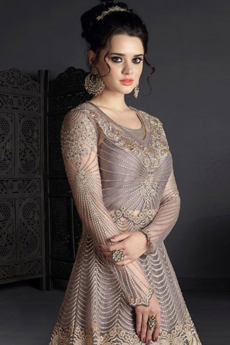 Buy Net Wedding Wear Anarkali Suit In Mauve Colour Online - LSTV05858 |  Andaaz Fashion
