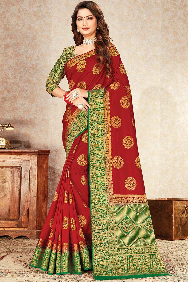 maroon color bridal saree