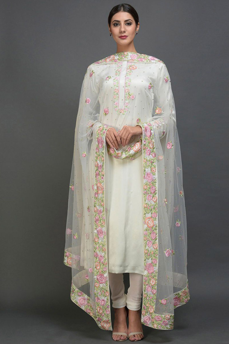 off white churidar materials