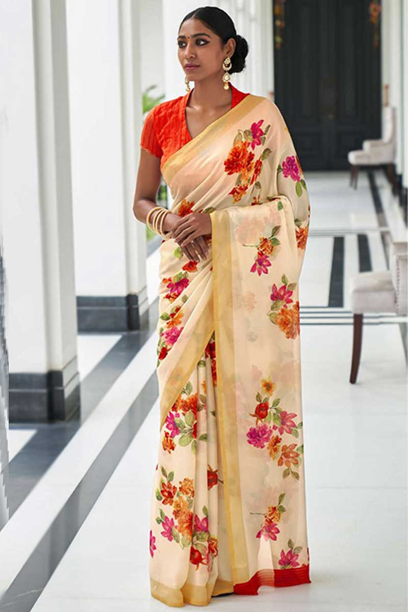 Buy online Printed Saree With Blouse Piece With Blouse from ethnic wear for  Women by Fabmora for ₹999 at 50% off | 2023 Limeroad.com