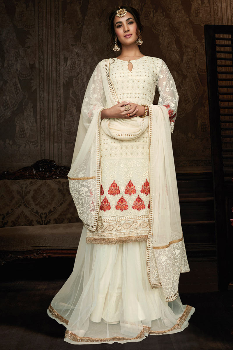 White net sharara Clearance