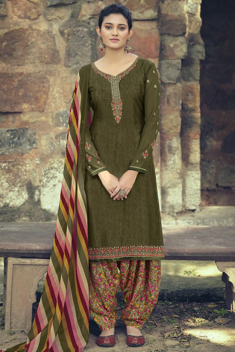 olive colour punjabi suit