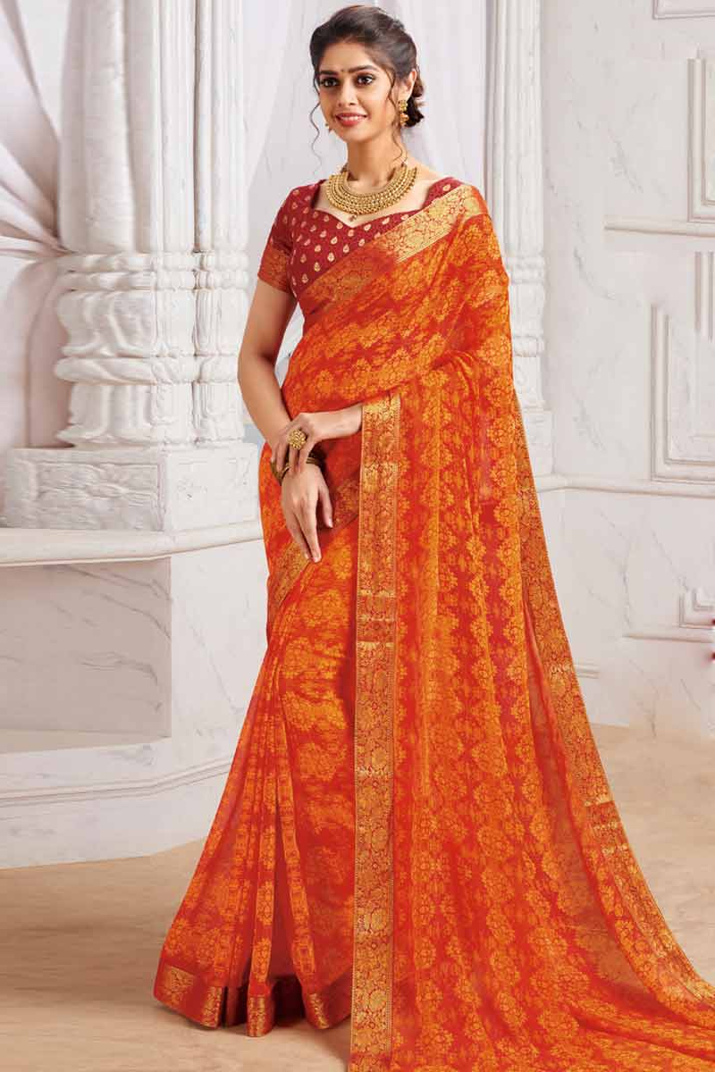 Orange red blouse clearance