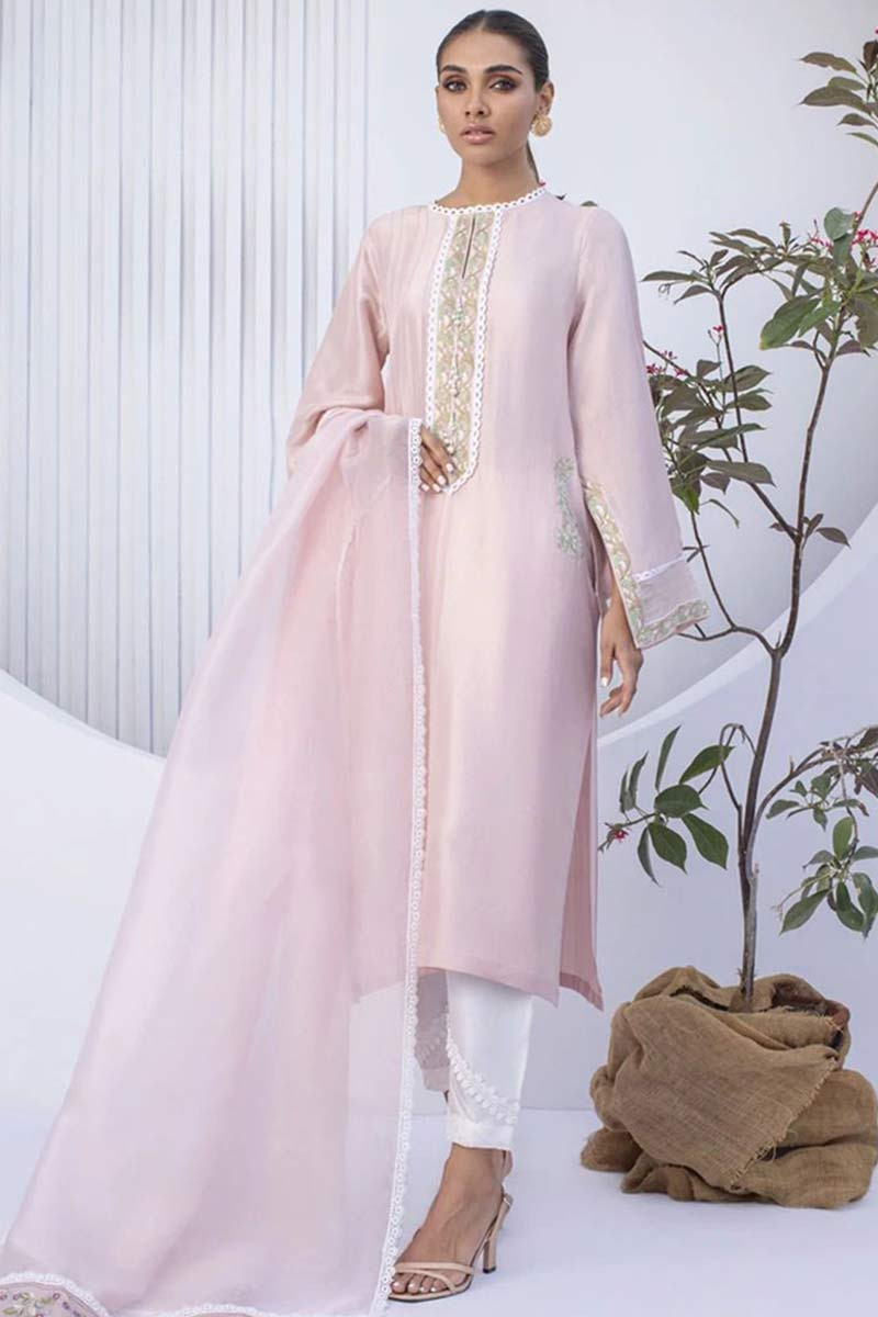 Buy Exclusive Light Peach Trouser Suit with Gota Lace LSTV112594