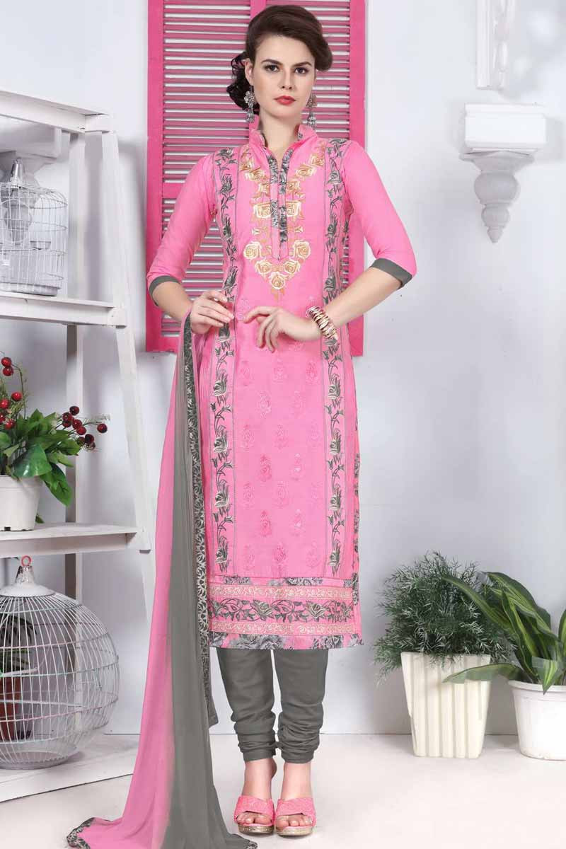 Buy Suits for Eid cotton Pink churidar suit LSTV01134