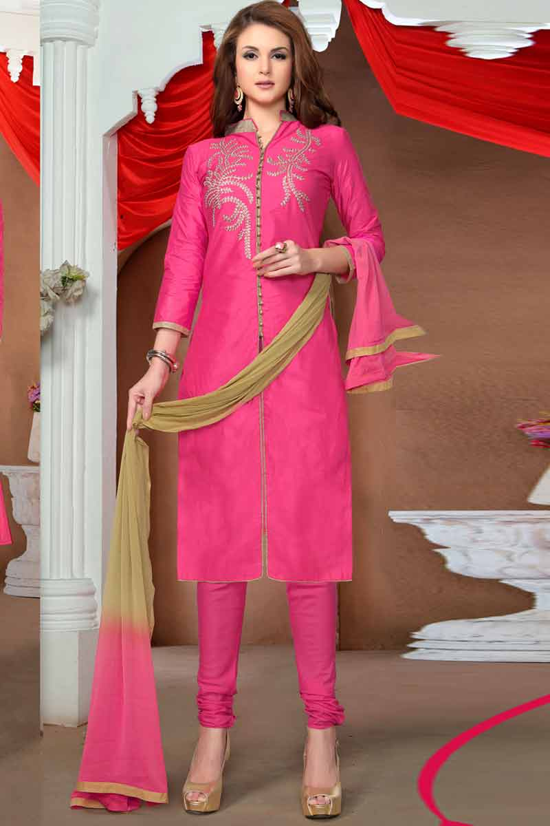 pink churidar designs