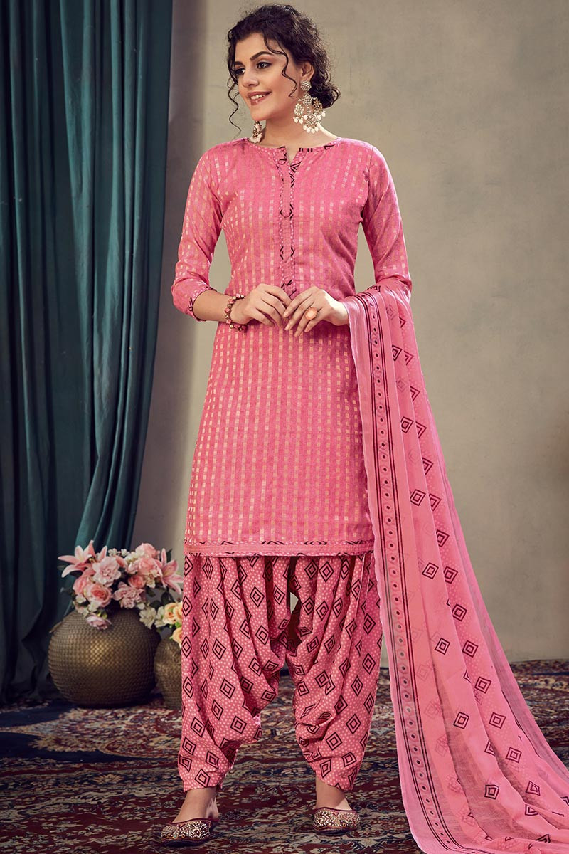 Buy Pink Cotton Indian Patiala Salwar Suit Online - LSTV05359 ...