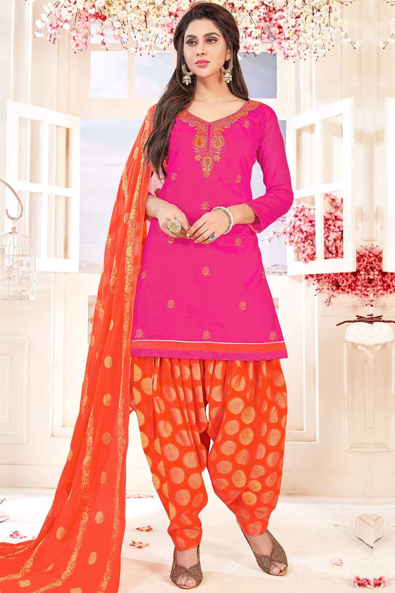 pink colour patiala dress