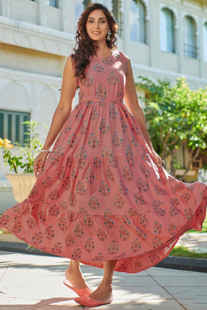 Aayaa Vol 3 Designer Printed Long Cotton Kurti Gown Collection In Surat