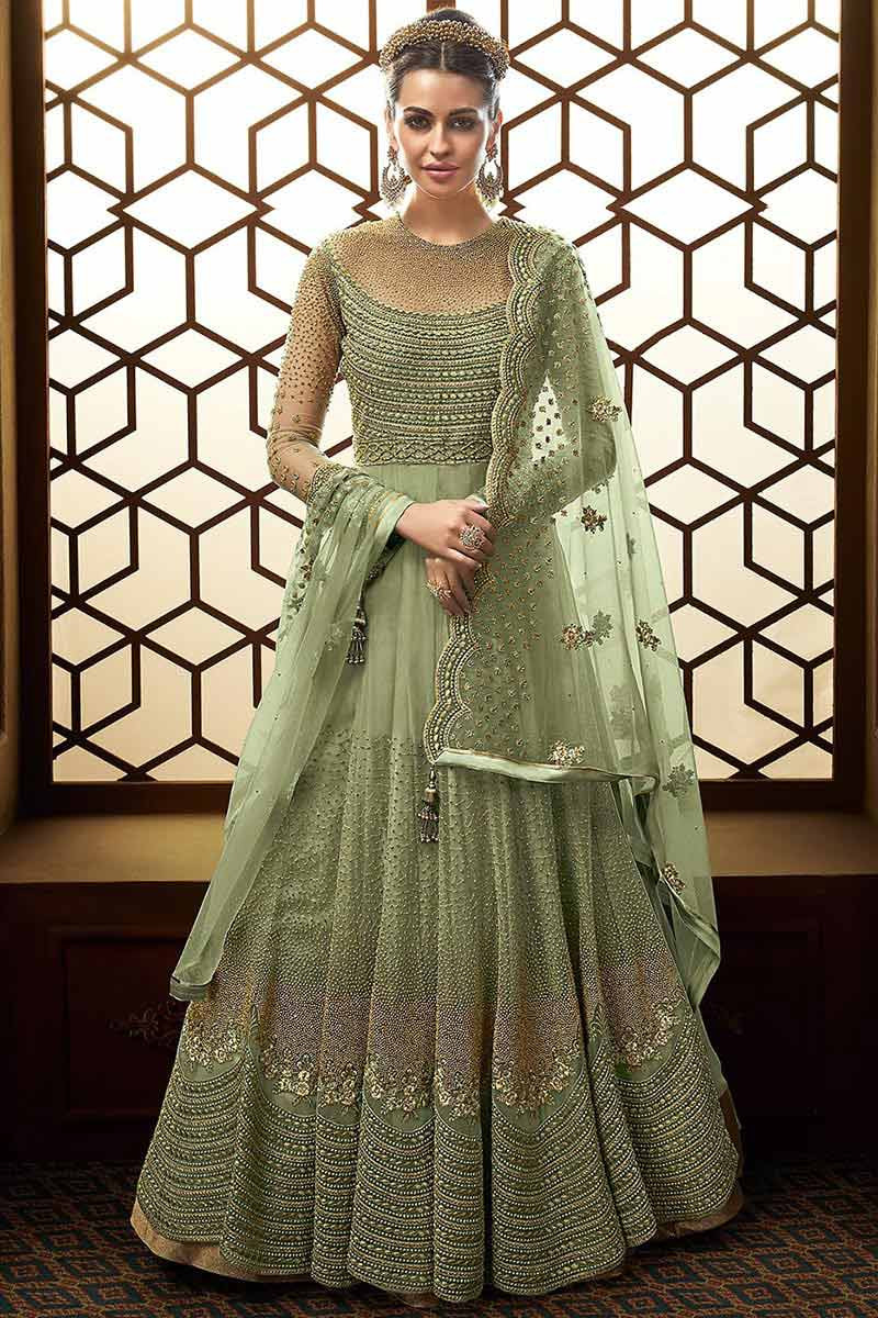 net anarkali suit