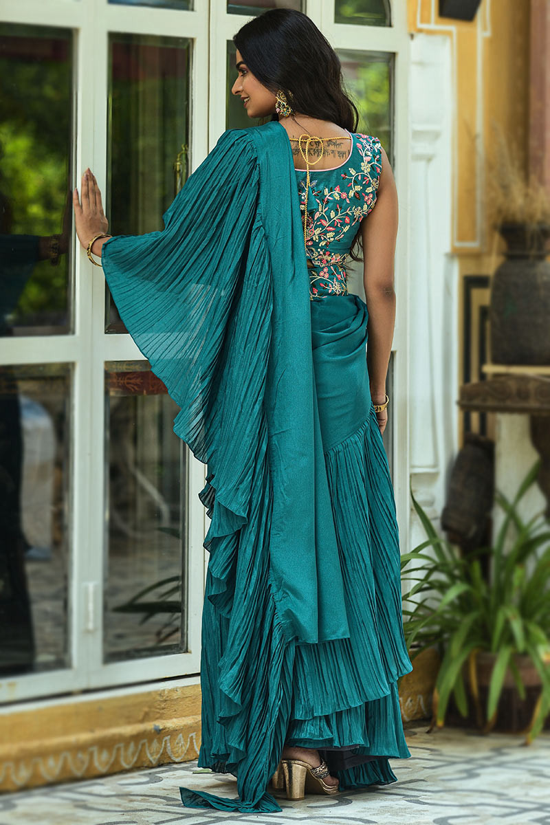 Buy Durrushevar Midnight Blue Saree by Designer ATELIER SHIKAARBAGH Online  at Ogaan.com
