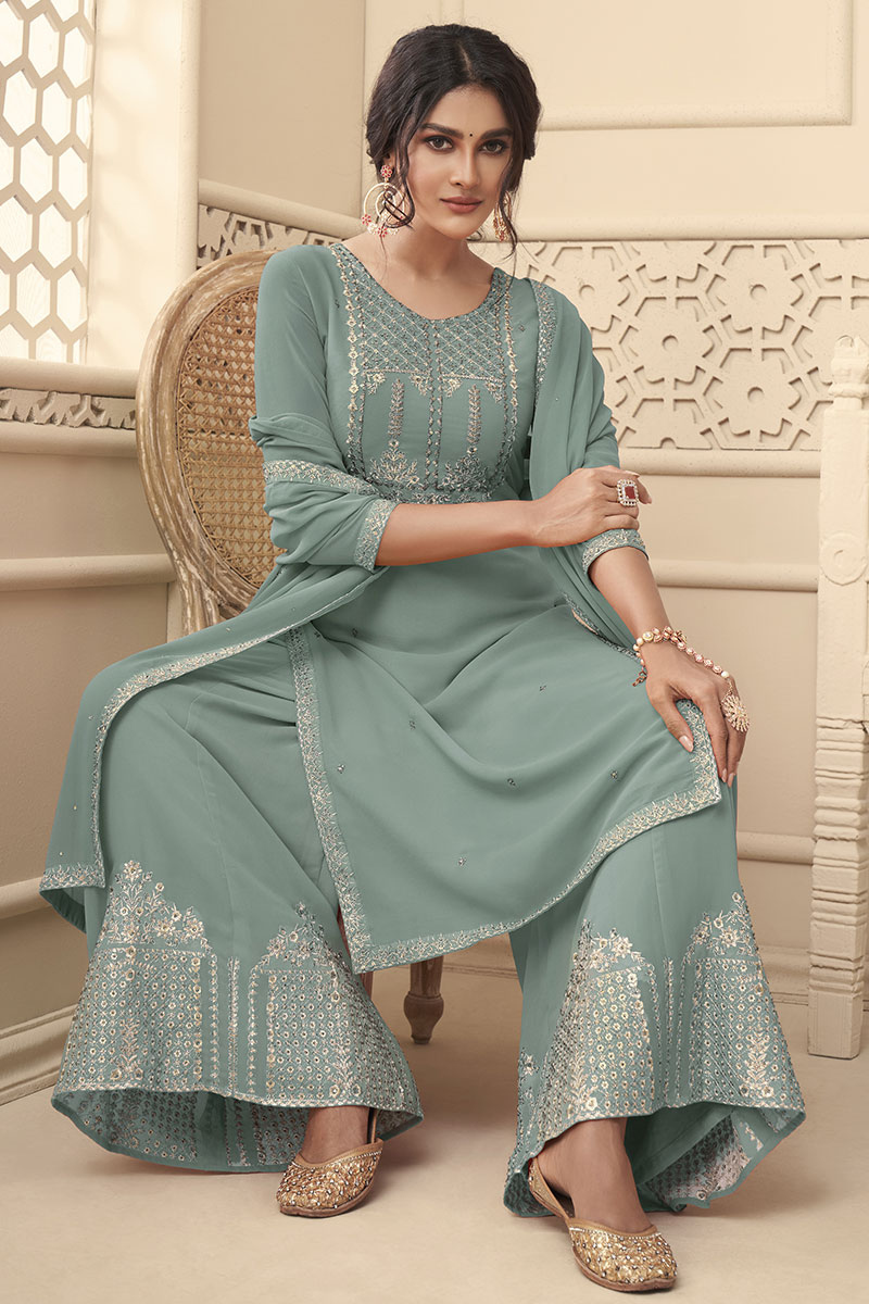 blue sharara dress